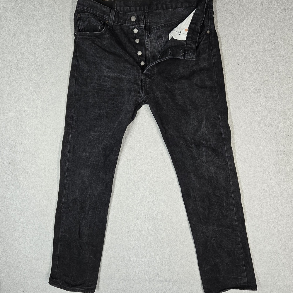Levi's 501 Men Jeans 35X34 Black Denim Original Fit Straight Leg